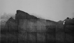 defacedbook:  Amalia Pica Dialogue (paper and mountain) Image composed by A3 photocopies  Dimensions variable 