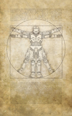 gamefreaksnz:  svalts:  Halo: Evolutions - Pariah  // by Levi Hoffmeier  Master Chief as da Vinci’s Vitruvian Man 