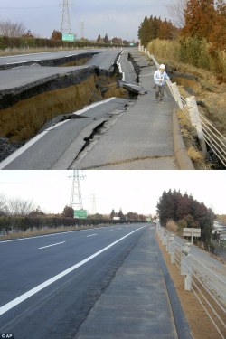 amandavackrinos: thedailywhat:   How It’s Done of the Day: A mere six days after repair work began on an earthquake-demolished section of the Great Kanto Highway in Naka the road was ready to be reopened. [dailymail.]  GET YOUR SHIT TOGETHER LOS ANGELES.
