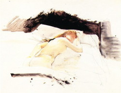 paperimages:  Andrew Wyeth watercolor and pencil, 1975, study for the painting Day Dream 