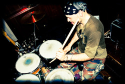 Matteo Ramuscello hits the drums with extreme violence - Treviso, Italy - April 2011 • Ph. Paolo Crivellin