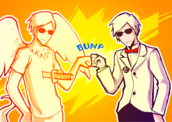 oranges-lemons:  Since I managed to spend the whole day without posting something Homestuck, here, have some rough brofist Dave combo~ 