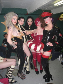 agatka-alt-model:  Backstage of the first Torture Garden in Toronto 2009. See me there third time this year! Models left to right : Jessica Leblanche, Nicotine, Jade Vixen, Madria, and Agatka (me) http://www.torturegardentoronto.com/index2.html 