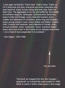 katyamola:  themagicwemade:  justbesplendid:  Pale Blue Dot - Carl Sagan  i just read this like 3 times and started hyperventilating  This always gives me the shivers and a few tears. Hearing him read these words is an even more incredible feeling. Maybe