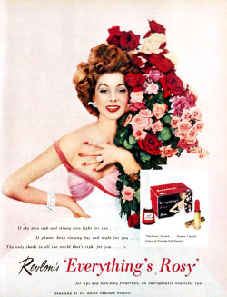 vivatvintage:   Revlon ‘Everything’s Rosy’ nail polish and lipstick, 1954.  