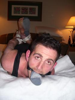 gagyouwithyourownsock:  prvrtd:  dirty sock gagged  This is how things should always be.