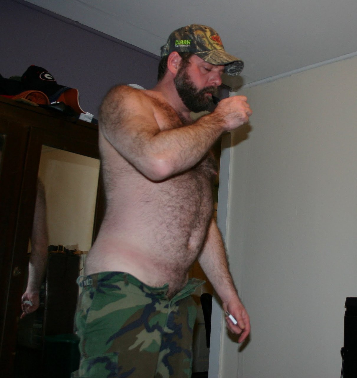 Naked redneck white trash man