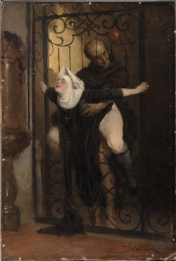 kinkycasey:  So naughty and erotic. Normally I can’t stand “Nun porn”. But this. This speaks to me. fyeahnuns:  The Sin (c. 1880), erotic painting of nunsploitation by Lossow, see 19th century German erotica.  