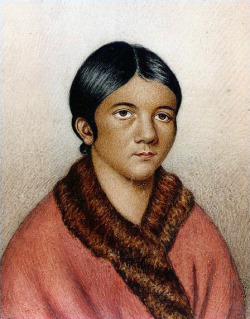 hyperallergic:  This is believed to be the only known portrait of the last survivor of the Beothuk people of the area now known as Newfoundland, Canada. The above portrait was painted by William Gosse and it is titled “A female Red Indian of Newfoundland”