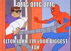 funny-pictures-uk:  Spiderman meets Elton John . Maybe. More funny pictures at funnypictures.co.uk 