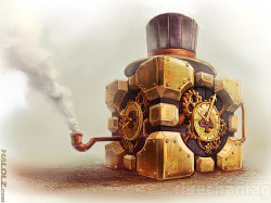 the-deadlands:  Pretty sure that Steampunk Companion Cube is the most classy thing in existence 
