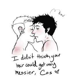 andidontsleep asked: 2011-06-10 23:47I know you asked for porn, but&hellip;I could really use some Dean/Cas cuddling right now. You can make it post-coitus cuddling/spooning if you so choose! Thank you! &lt;3