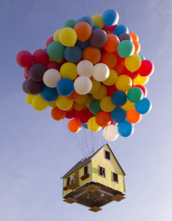 crucifying:  National Geographic Channel have created a real-life version of the animated film Up — launching a house thousands of metres into the air using balloons. A team of scientists, engineers, and two world-class balloon pilots successfully