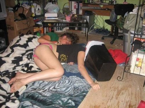 Drunk girls passed out asshole