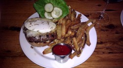 My delicious Wagyu burger from Sandra Bullock&rsquo;s Bess Bistro in Austin, TX.