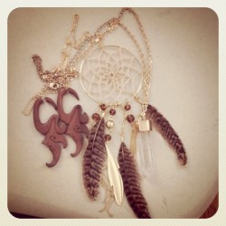 My current #favorite #jewelry ! My #dreamcatcher n #jewel necklace n my #wood #earrings (Taken with instagram)