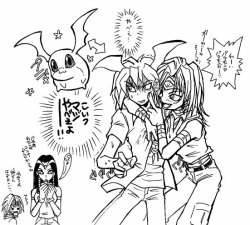 ladysunami:  バクマリじゃないです  Not even the Japanese know what to make of Bakura’s crazy hair flaps! 
