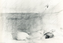 paperimages:  Andrew Wyeth - sketch for the painting Barracoon, 1976, pencil 