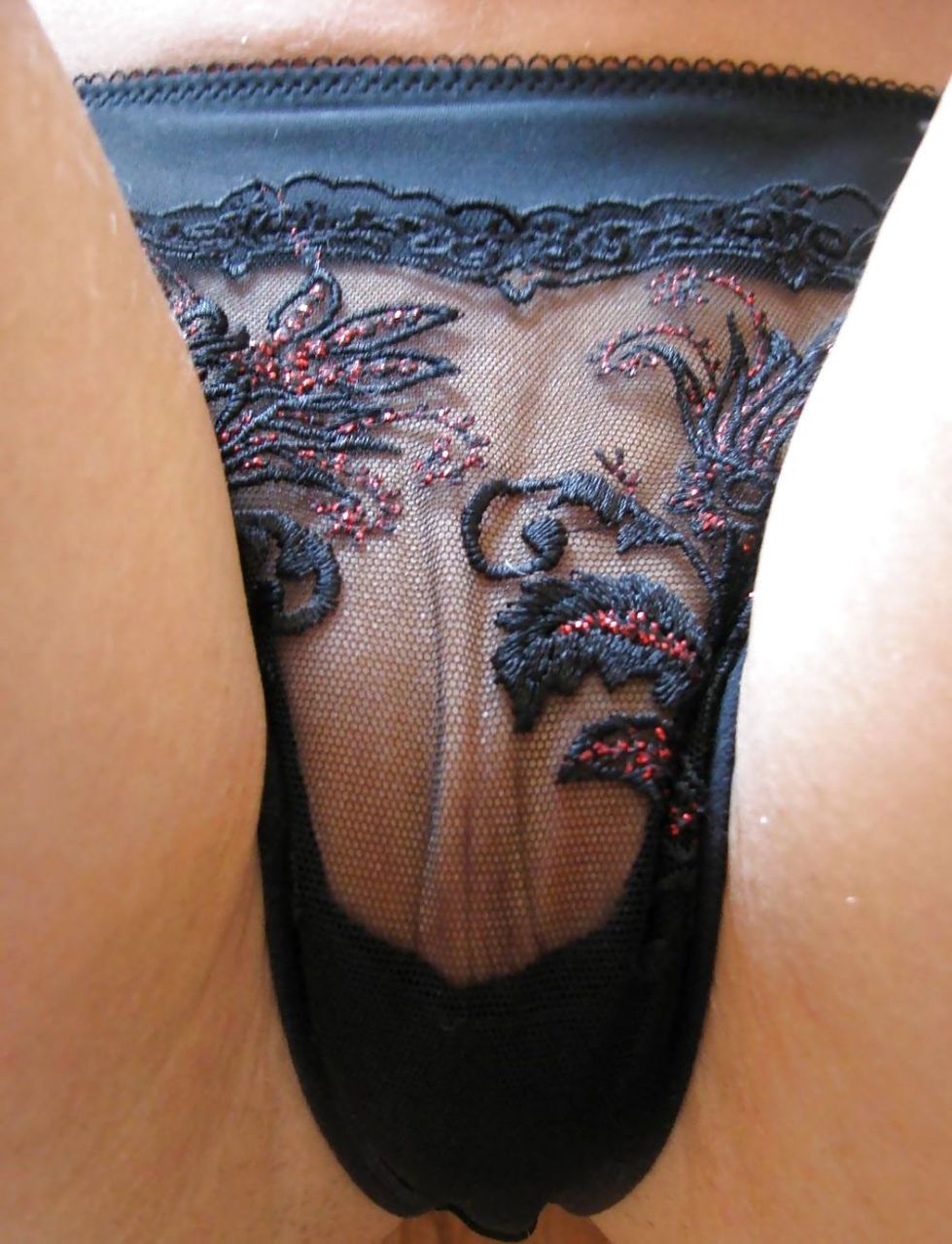 Black lace see through panties