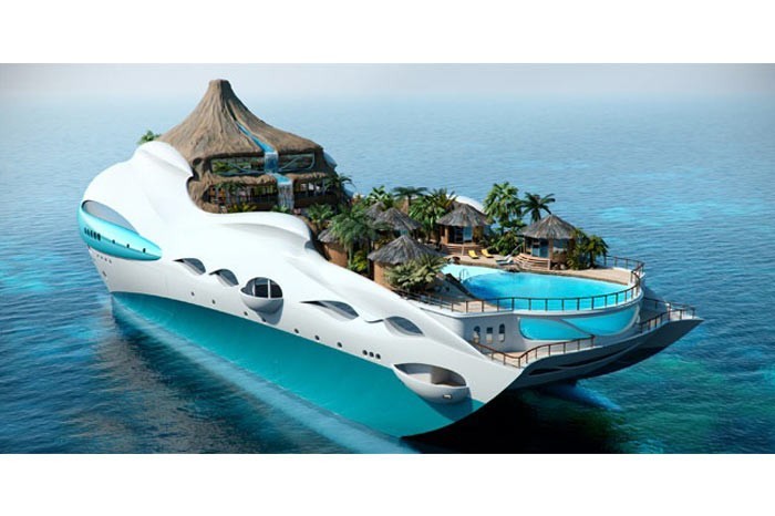 Tropical island paradise yacht