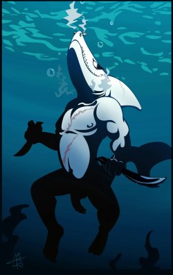 &ldquo;A Shark with Knives&rdquo; by LoafThe best thing about Shark Week is the flood of drawn shark men. Loaf&rsquo;s being my favorite. ♥