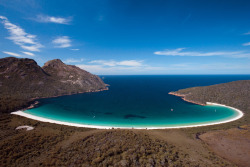 brunette-wavez:  wineglass bay - tasmania :) i’ve swam in that beach, its soo amazing and the water is crystal clear 