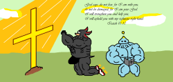 sociallyunacceptableart:  from the same person who vomits buffed up fandom-raped characters with boners into MS paint. Out of all his shit, buff Shadow and Cheeze with boners while praying and reading the bible with a bible verse in the pic…this is