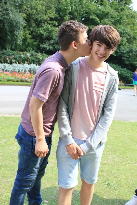 Very young teen boys kissing
