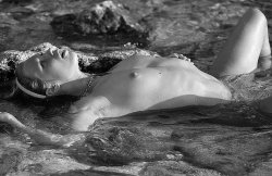 Erotic Art - lying naked in a creek 1