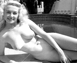 Dixie Evans poses nude for Harold Lloyd, sometime in the early 1950s.. Harold Lloyd was a famous silent film star in the 1920&rsquo;s. After retiring from acting in &lsquo;47, he became a popular photographer. Dixie is seen here, posing at the Art Deco-st
