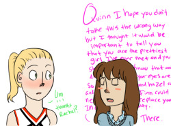 Rachel&rsquo;s &ldquo;this is not a love confession to Quinn Fabray&rdquo; confession.  lol i&rsquo;m out of ideas at the moment