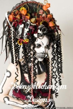 gothiccharmschool:  This is GORGEOUS. Via 365daysofhalloween: Day of the Dead wig designed and handcrafted by Defenzmechanizm aka Jillian Hutchinson 