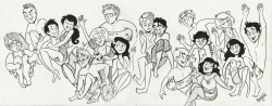 muchacha11:  Woah this thing is huge. We pretty much survived the summer hiatus, guys! Only about a month left! Enjoy your last days of summer! (From left to right: Lauren, Puck, Mike, Tina, Artie, Brittany, Karofsky, Santana, Kurt, Blaine, Jeff, Nick,