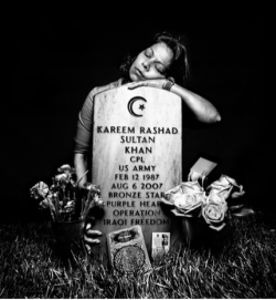 devildogs:   Picture 1: Juan Casiano at the grave of his fiancée, Captain Maria Ines Ortiz, in Section 60 of Arlington National Cemetery, where those killed in Iraq and Afghanistan are buried. Picture 2: Elsheba Khan at the grave of her son, Specialist