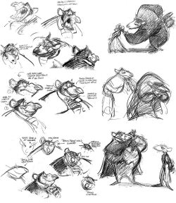 lorycannotsupinate:  Animation boner right now. Also, apparently Ratigan was supposed to be smaller and weaker, but then Vincent Price was cast and they changed his character design. They also watched him do his lines and worked his gestures into Ratigan