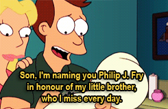 unalike:  Here lies Philip J. Fry, named for his uncle to carry on his spirit. 