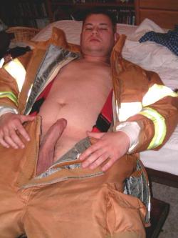 thebearsupthere:  Me, in turnout gear. sachubbear posted a pic of a guy in turnout gear, and it reminded me of an old pic I have of myself. 