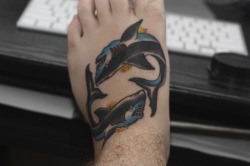 fuckyeahtattoos:  This was my fourth tattoo and probably my favorite thus far. It was done by a friend named Brian at Sixth Street Tattoo in Coshocton, Ohio. I was born March 9th and that makes me a pisces, and the symbol for pisces is 2 fish in a circle.
