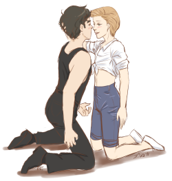 kiwakostalova:  “Kurt as Baby and Blaine as Johnny from the ‘lover boy’ scene in Dirty Dancing” for bbdabomb they DID have a pose like this, didn´t they? O.o (i think i screwed Blaines left leg :/ sorry ^^;) 
