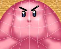batclam:  Was working on texture map… it turned into handsome kirby..  0__0 Oh my&hellip;