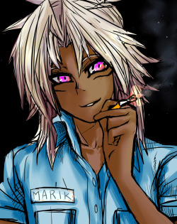 petradragoon:  Another request from a friend on Twitter, their RP Marik character. They specifically wanted smoking + mechanic uniform, I hope I got it right dear. &lt;3 &lt;3 ^_^ Also Malik Monday. o_o 