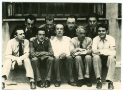 fuckyeahdaliii: Surrealist Group, 1930 Seat down group from left to right bottom: Man Ray, Hans Arp, Yves Tanguy, Andre Breton. Down left: Tristan Tzara, Salvador Dali, Paul Eluard, Max Ernst, Rene Crevel 