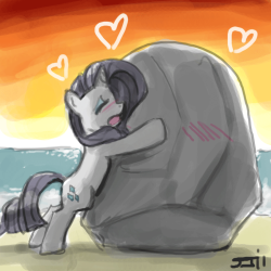 &ldquo;This is kinda embarrassing to ask, but my OTP is Giant Rock x Rarity.  Would you be so kind to draw a heartwarming pic of the two on a date?  Anything would be fine, a dinner, watching the sunset, anything.&rdquo; My OTP too&hellip;.