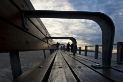 itsahme:  Promenade Bench. on Flickr. -makPHOTO Bench down by the Brooklyn Heights Promenade. I like how the sky looks in this photo I had took a few shots of the city from across the hudson but I wasn’t really feeling them..so hey w.e I’m lacking