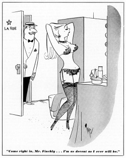 Burlesk cartoon by Bob “Tup” Tupper.. From the pages of the October &lsquo;56 issue of 'CABARET&rsquo; magazine..