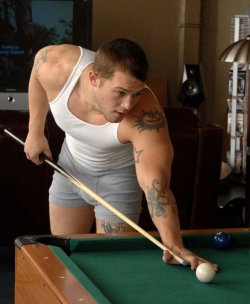fagboi4u:  sir2u: Strip pool. Similar to strip poker, but with a game of pool. Every time you miss a shot, clothes come off. I have known guys to lose on purpose just so they can be naked in front of their Alpah male stud buds. for Master Lex 
