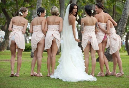 Bridesmaids show off butts