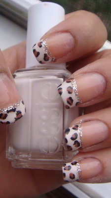 omnomnom88:   Leopard print French Tips using Essie’s We Can Do It Pink!  