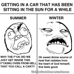 megustamemes:  Cars can be so unforgiving in the summer yet warm and welcoming in the winter… Visit this blog for more rage comics. 