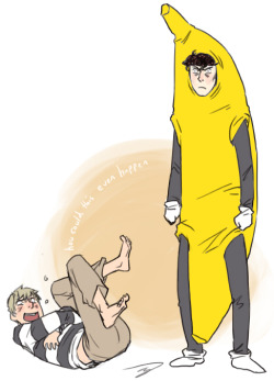 and now it&rsquo;s done and you can&rsquo;t take it back you are responsible stuff-and-shenanigans: Someone  told me I should request that you draw a displeased Sherlock dressed as  the Peanut Butter Jelly Time banana while John rolls on the floor  laughi